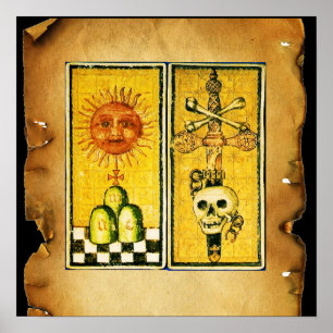 PÓSTER TAROTS DE LA RENACENTISTA ANTIGUA /EL SOL ,AS DE E