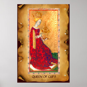 PÓSTER TAROTS DE LA RENACENTISTA ANTIGUA  / REINA DE COPA