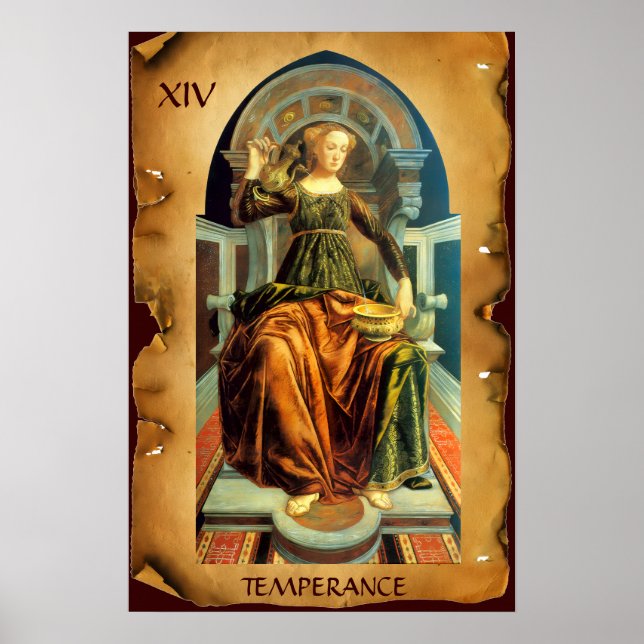 PÓSTER TAROTS DE RENACIMIENTO ANTIGUO  14 / TEMPERANCIA (Frente)