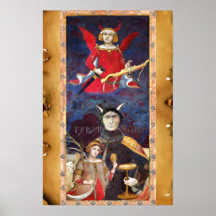 PÓSTER TAROTS DE RENACIMIENTO ANTIGUO 15 / EL DIABLO