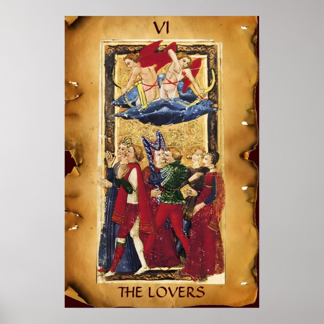 PÓSTER TAROTS DE RENACIMIENTO ANTIGUO 6 / LOS AMANTES (Frente)