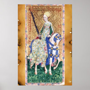 PÓSTER TAROTS DE RENACIMIENTO ANTIGUO /DAMA DE ESPADAS