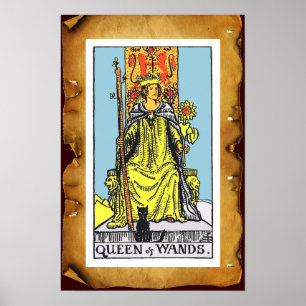 Póster TAROTS/ REINA DE WANDS Brown Parchment