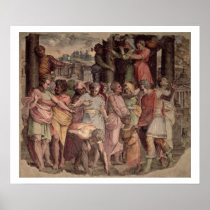 Póster Tarquinius el orgulloso fundando el templo de