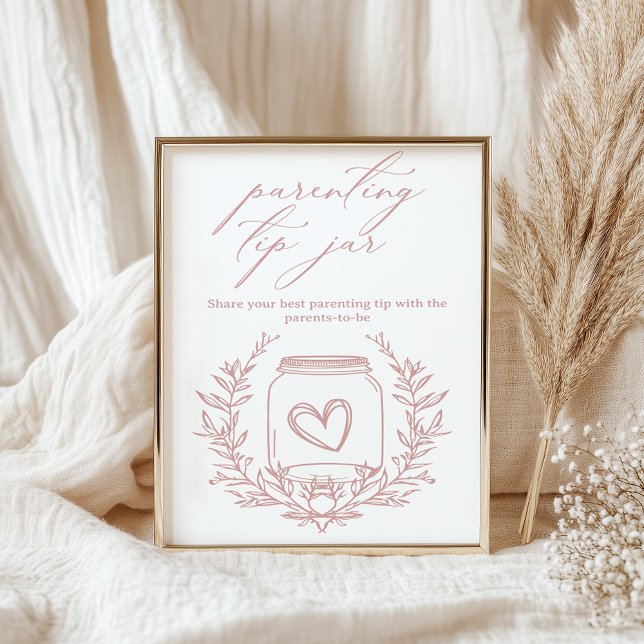 Póster Tarro de consejos de crianza para baby shower flor (Subido por el creador)