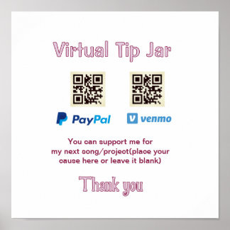 Póster tarro de propinas virtual código q r donación de d