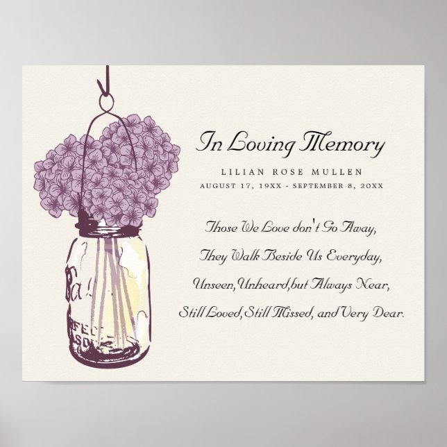 Póster Tarros de Mason y Hortensias (Frente)