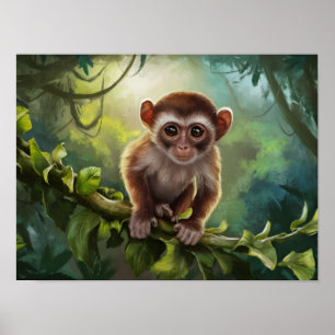 Póster Tarsius Syrichta: Mono Tarsier en la Selva Natural