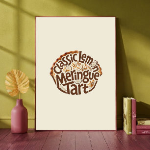 Póster Tarta Clásica de Limón con Merengue Tipografía Ret