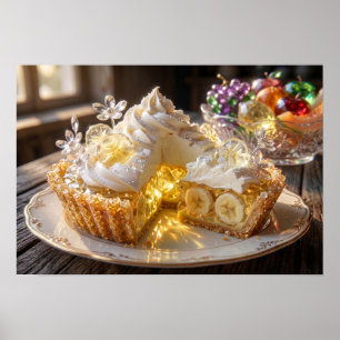 Póster Tarta de crema de plátano de cristal reluciente 