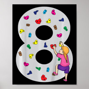Póster Tarta de cumpleaños número 8 para fiesta de escala