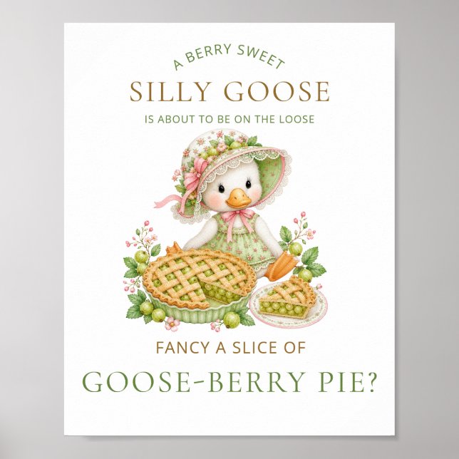 Póster Tarta de grosella Silly Goose Shower de bebé (Frente)