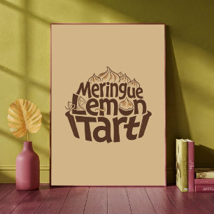 Póster Tarta De Limón Merengue Tipografía De Panadería Ar