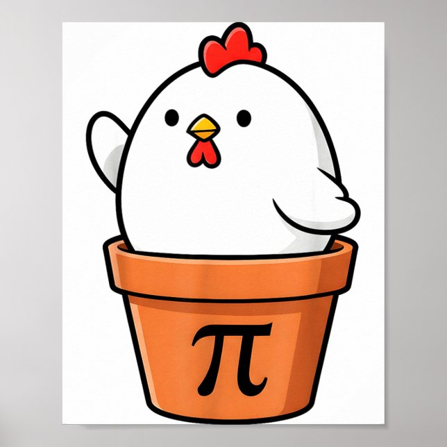 Póster Tarta De Pollo Divertida Feliz Día Pi 3.14 Enseñar (Frente)