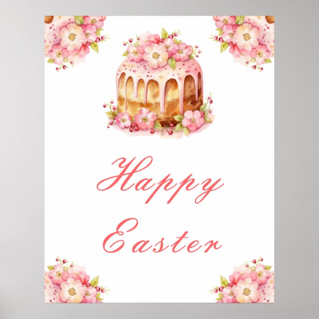 Póster Tarta de primavera brunch de Pascua (Frente)