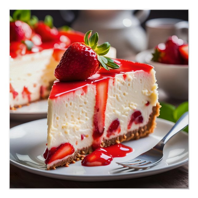Póster Tarta de queso con fresa (Anverso)