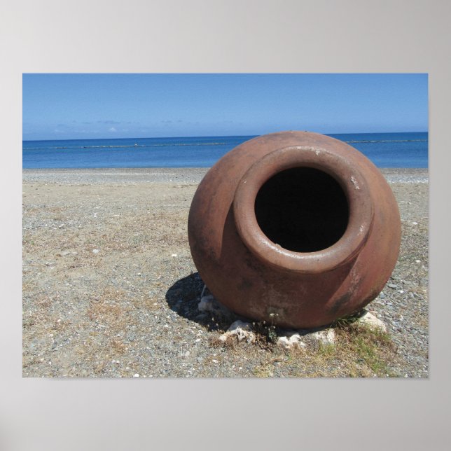 Póster Tarta de terracota griega en la playa (Frente)