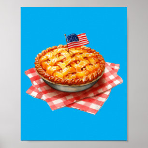 Póster Tarta del 4 de julio Memorial Day Americano