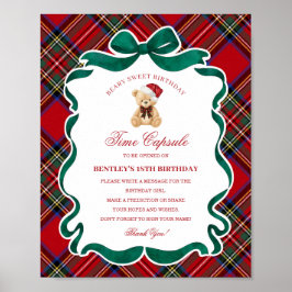 Póster Tartan Plaid Christmas Bear Birthday Time Capsule