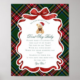 Póster Tartan Plaid Christmas Bear Dont Say Baby Game