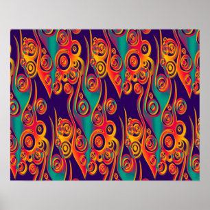 Póster Tattoo Pattern Art - llamas y círculos