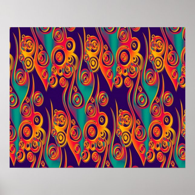 Póster Tattoo Pattern Art - llamas y círculos (Frente)
