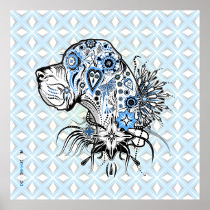 Póster Tattoo Stil Doggen Portrait