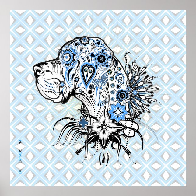 Póster Tattoo Stil Doggen Portrait (Frente)