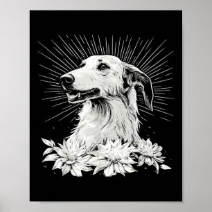 Póster Tattoo Style Lover Borzoi Retro Dog