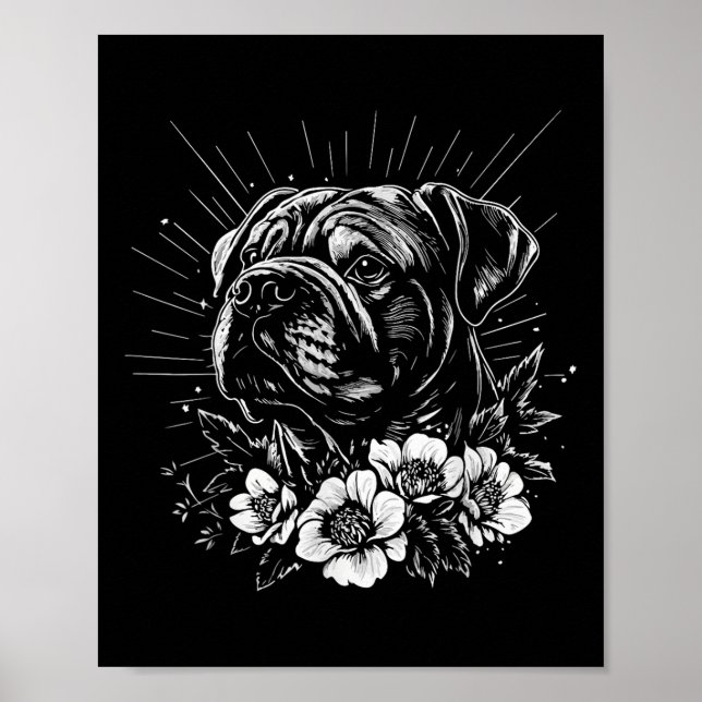 Póster Tattoo Style Lover Bulldog Retro Perro _1 (Frente)