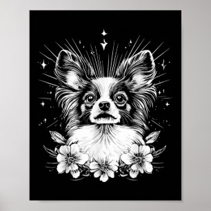 Póster Tattoo Style Lover Papillon Retro Perro _1