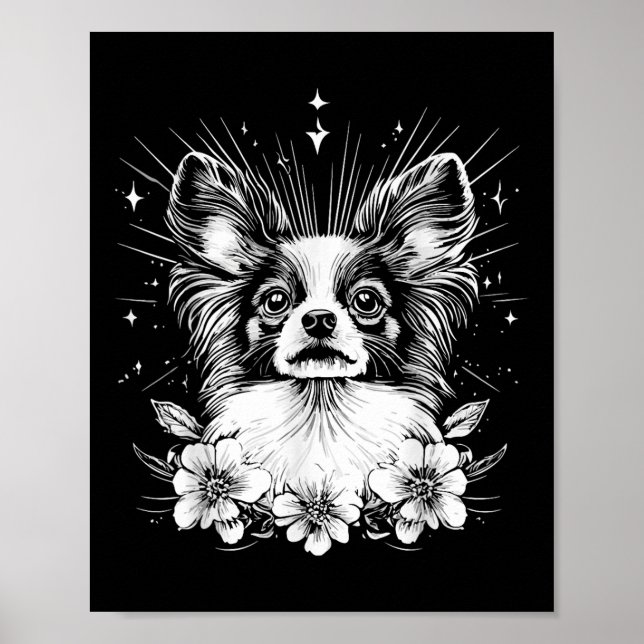 Póster Tattoo Style Lover Papillon Retro Perro _1 (Frente)