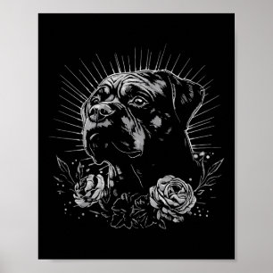 Póster Tattoo Style Lover Rottweiler Retro Dog
