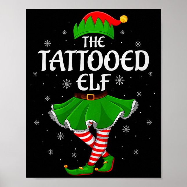 Póster Tattooed Elf Christmas Family Girls Women Elf Squa (Frente)