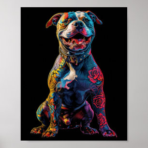 Póster Tattooed Pitbull Dog Tattoos Pitbull Tattooed Dog