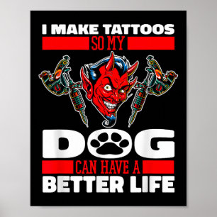 Póster Tatuador de tatuajes de perro tatuista - Artista d