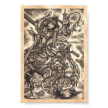 Tatuaje clásico de tinta de demonio japonés vintag