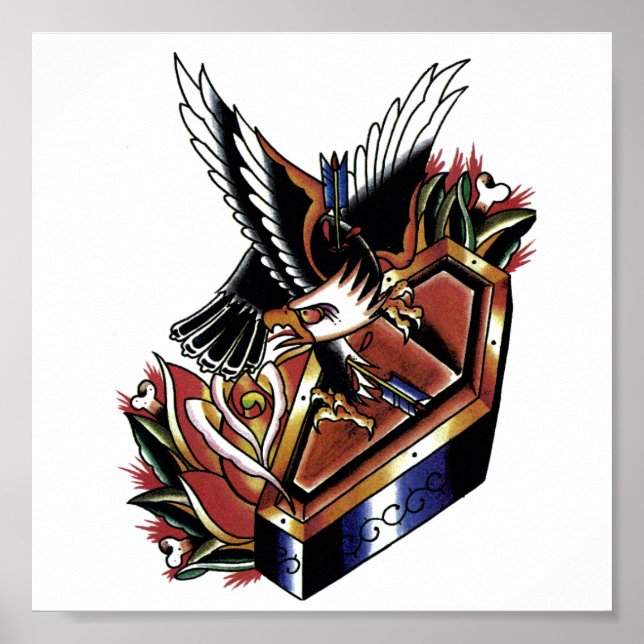 Póster tatuaje de águila tradicional (Frente)