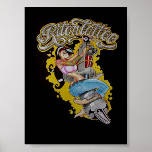 Póster tatuaje de dama