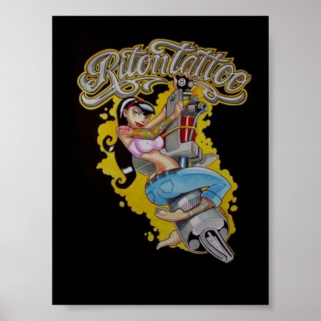 Póster tatuaje de dama (Frente)
