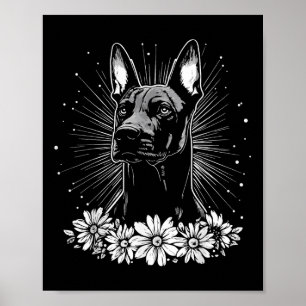 Póster Tatuaje de estilo retro Doberman Pinscher Dog Love