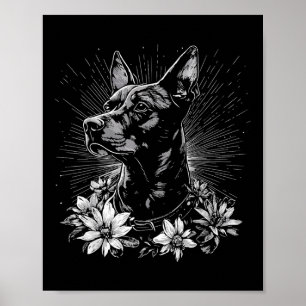 Póster Tatuaje de estilo retro Doberman Pinscher Dog Love