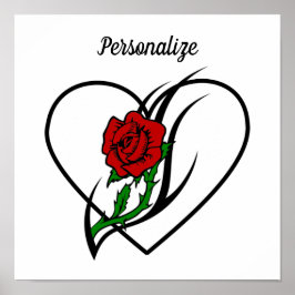 Póster Tatuaje de la rosa roja