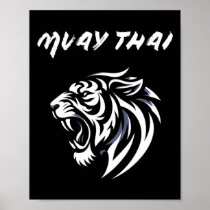Póster Tatuaje de lucha de Muay Thai Mma Rugido de tigre 