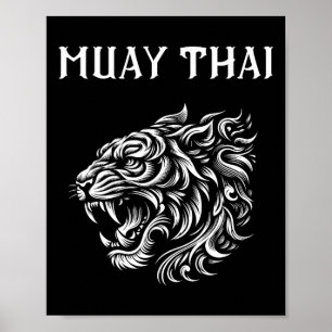 Póster Tatuaje de lucha de Muay Thai Mma Rugido de tigre