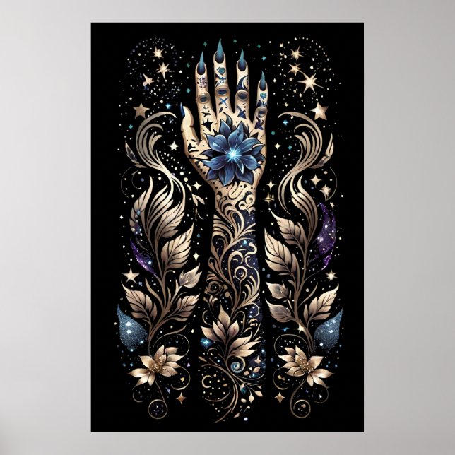 Póster Tatuaje De Mano Negra Y Oro (Frente)