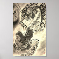Tatuaje de monje demonio japonés vintage