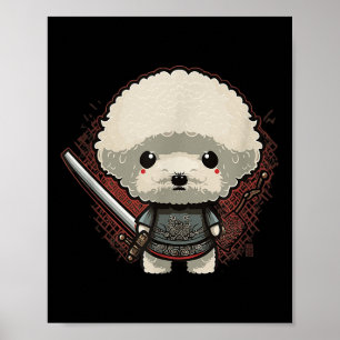 Póster Tatuaje de perro samurai japonés, Kawaii Ninja vin