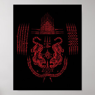 Póster Tatuaje de Sak Yant Muay Thai Kickboxing Cultura A