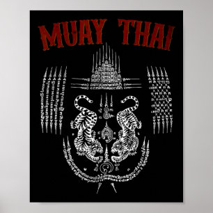Póster Tatuaje de Sak Yant Muay Thai Kickboxing Cultura A